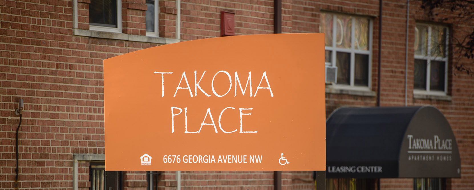 Exterior sign of the Takoma Place apartments